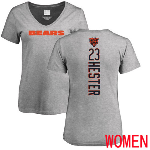 Chicago Bears Ash Women Devin Hester Backer V-Neck NFL Football #23 T Shirt